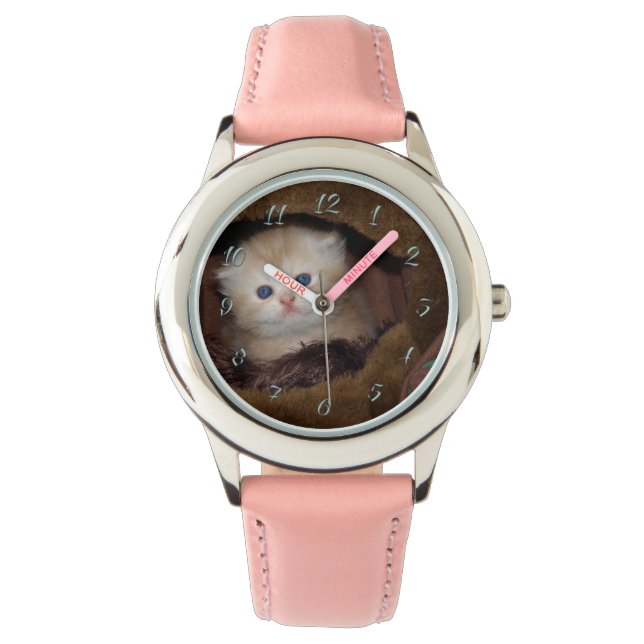 Kat blauwe ogen horloge (Voorkant)