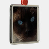 Kat blauwe ogen metalen ornament (Rechts)