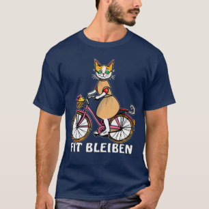 Kat blijft fit grappige strip fiets fietser cadeau t-shirt