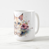 Kat bloem beker koffiemok (Voorkant rechts)