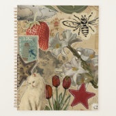 Kat bloemcollagepatroon – Schattig artistiek ontwe Planner (Voorkant)