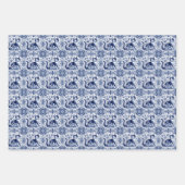 Kat Bloemen Elegant Engels Delfts Ware Blauw Wit Inpakpapier Vel (Voorkant 3)