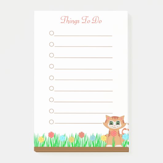 Kat. Bloemen en gepersonaliseerde taken Post-it® Notes (Voorkant)