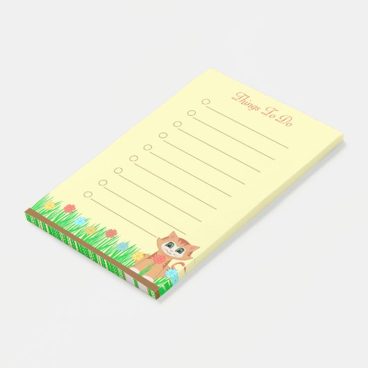 Kat. Bloemen en gepersonaliseerde taken Post-it® Notes (Schuin)