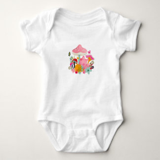Kat, bloemen en paddenstoelen patroon romper