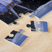 Kat Blue Carriage Winter Snowy Owl White Deer Cute Legpuzzel (Zijkant)