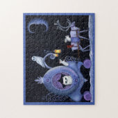 Kat Blue Carriage Winter Snowy Owl White Deer Cute Legpuzzel (Verticaal)