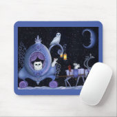 Kat Blue Carriage Winter Snowy Owl White Deer Cute Muismat (Met muis)