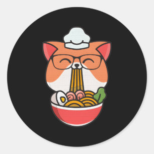 Kat Boba Eet Ra Anime Kawaii Neko Kat Eten Ra Ka Ronde Sticker