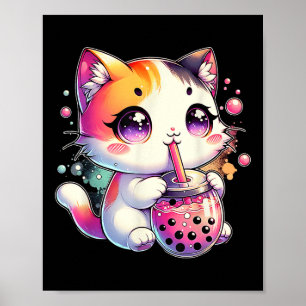 Kat Boba Tea Anime Japanse Kawaii Neko Bubble Tea Poster