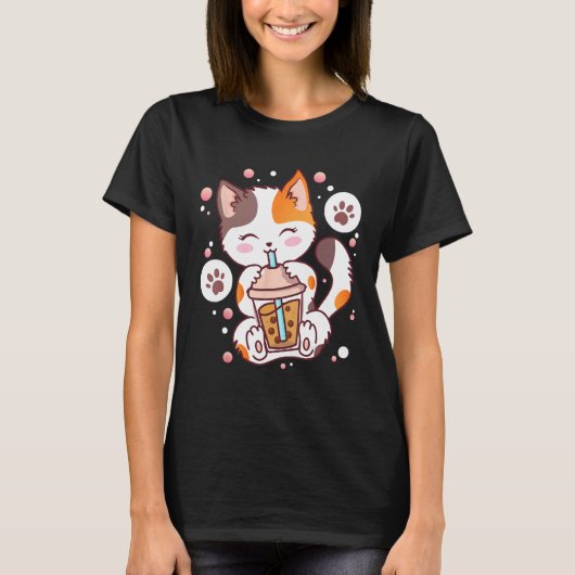 Kat Boba Thee Bubble Thee Neko T-shirt (Voorkant)