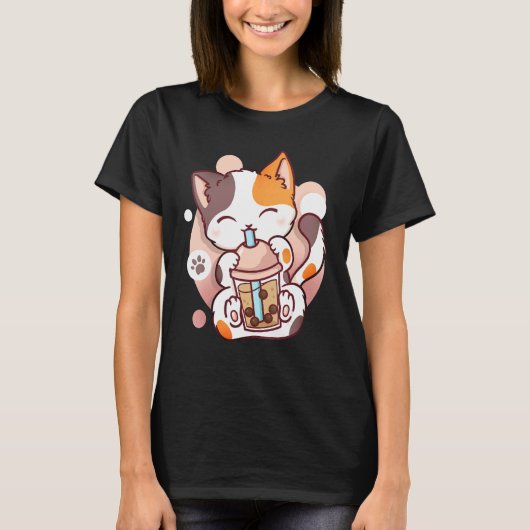Kat Boba Thee Bubble Thee Neko T-shirt (Voorkant)