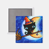 Kat Bobbin Rides de Melkweg Kattenmagneet Magneet (Voorkant / Achterkant)