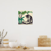 Kat, boek, boeken, kitten, lezen, schattig, kat, k poster (Keuken)