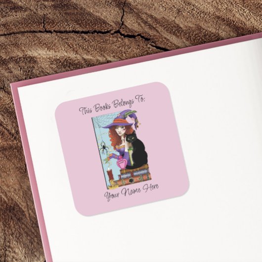 Kat Boeken Heksendrankjes Bookplate Vierkante Sticker