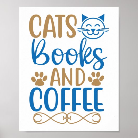 Kat, Boeken & Koffie Poster (Voorkant)