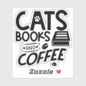 Kat Boeken Koffie Typografie Quote Bookworm Sticker (Vel)