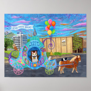 Kat Boekmobiel Bibliotheek Guinee Pig Pony Uil Mui Poster