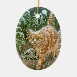 Kat bomen laten het sneeuwversierd worden keramisch ornament