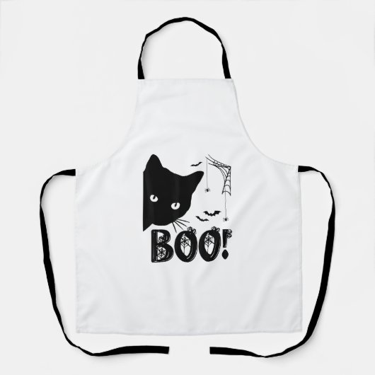 Kat Boo! Grappig verbergen peekaboo enge halloween Schort (Voorkant)