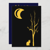 Kat, boom en maan Halloween Kaart (Voorkant / Achterkant)