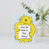 Kat-bord met datum opslaan in agenda aankondigingskaart (Staand voorkant)
