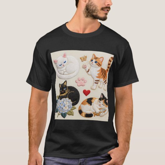 kat borduurwerk5 t-shirt (Voorkant)