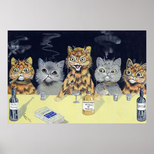 Kat bordvergadering, Louis Wain Poster (Voorkant)
