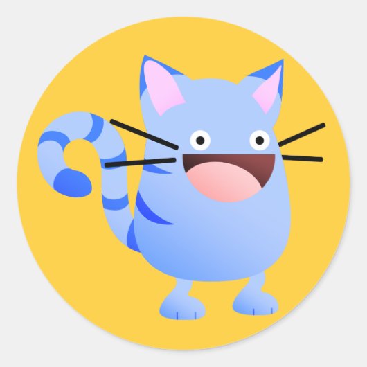 Kat Bounce Blue Ronde Sticker (Voorkant)