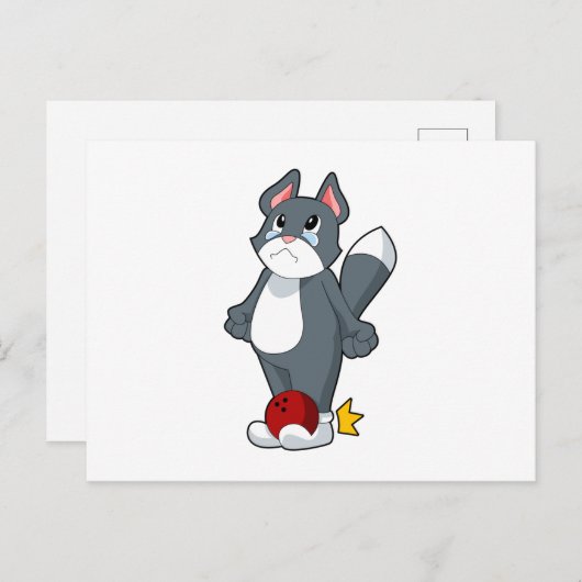 Kat Bowling Bowling bal Briefkaart (Voorkant / Achterkant)