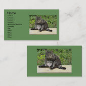 Kat 'Bram' op tafel met een wijnglas Visitekaartje (Voorkant / Achterkant)