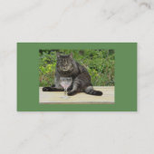 Kat 'Bram' op tafel met een wijnglas Visitekaartje (Achterkant)