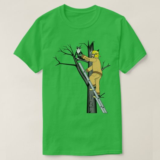 Kat brandweerdienst brandbestrijding reddingsbrand t-shirt (Design voorkant)