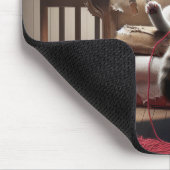 Kat breien in oude stoel muismat (Hoek)