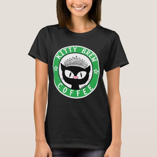 KAT BREW KOFFIE LOGO Black cartoon Cat T-Shirt (Voorkant)
