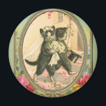 Kat Bride en Groom Wedding Day Magneet<br><div class="desc">Vintage afbeelding van Bride en Groom katten,  compleet met bouquet,  veil en bovenste hoed. Een zoete vintage afbeelding om te delen.</div>
