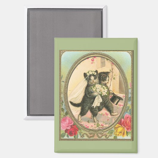 Kat Bride en Groom Wedding Day Magneet (Voorkant / Achterkant)