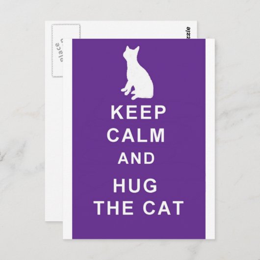Kat briefkaart Blijf kalm en knuffel de kat (Voorkant / Achterkant)
