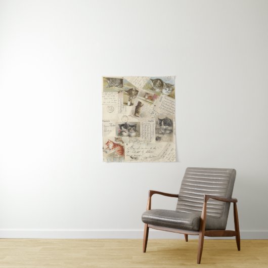  kat Briefkaart Franse Kittens Tapestry Wandkleed (In situ)