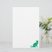 Kat briefpapier schrijfpapier met groene kitten (Staand voorkant)