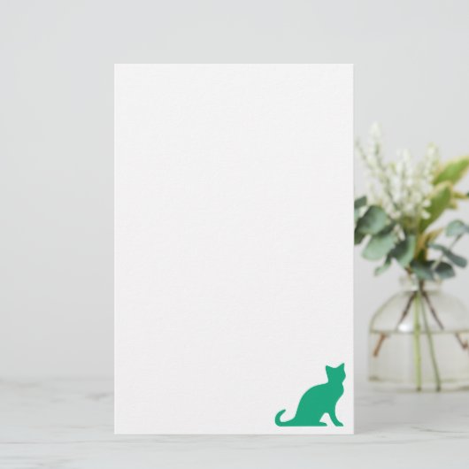Kat briefpapier schrijfpapier met groene kitten (Staand voorkant)