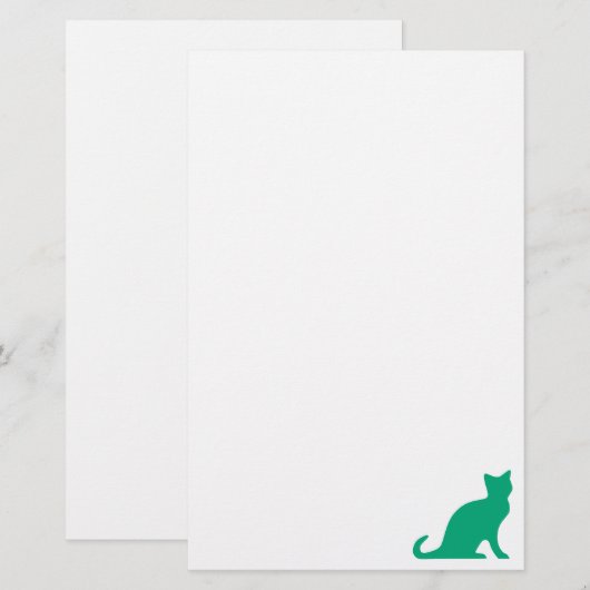 Kat briefpapier schrijfpapier met groene kitten (Voorkant / Achterkant)