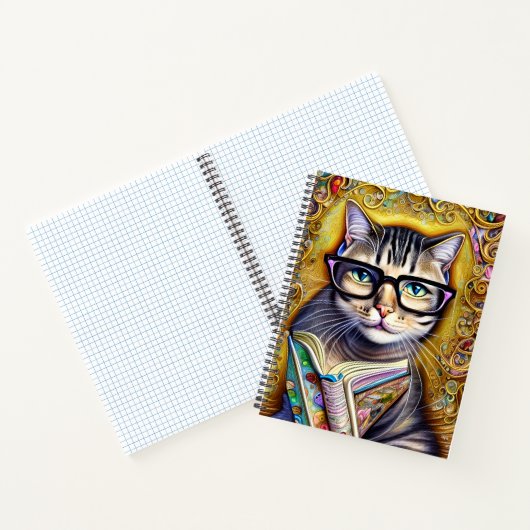 Kat-bril met boekkunstwerk notitieboek (Binnen)
