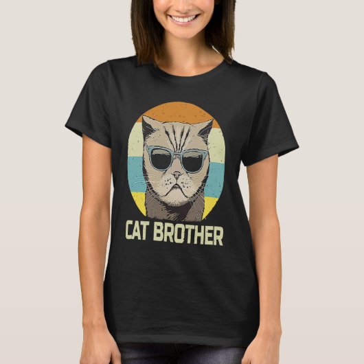 Kat Broer Retro Grafisch Jongens Mannen T-shirt (Voorkant)