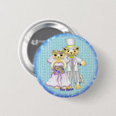kat bruid en bruidegom aangepaste naam speld ronde button 5,7 cm (Voorkant /achterkant)
