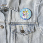 kat bruid en bruidegom aangepaste naam speld ronde button 5,7 cm (In situ)