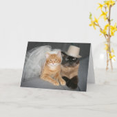 Kat bruid en bruidegom kaart (Gele Bloem)