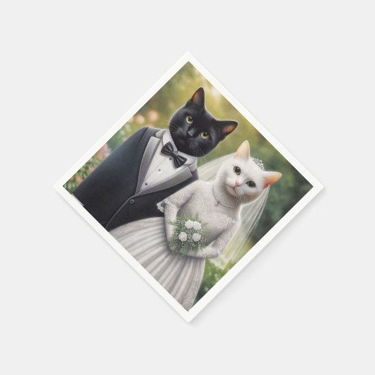 Kat Bruid en Bruidegom Servet (Hoek)