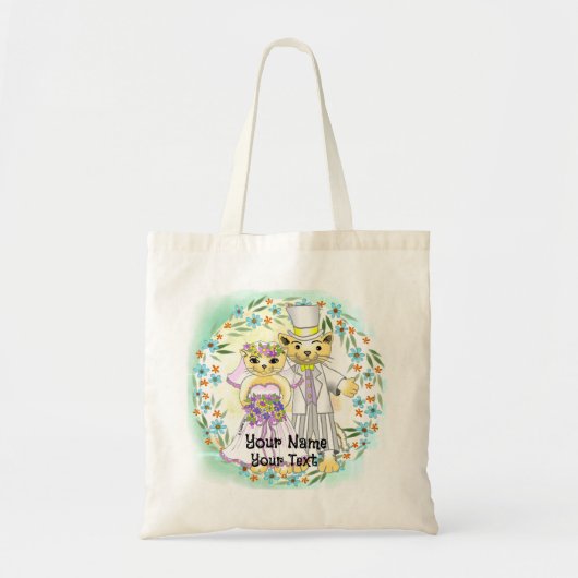 Kat Bruid en Bruidegom Tote Bag (Voorkant)