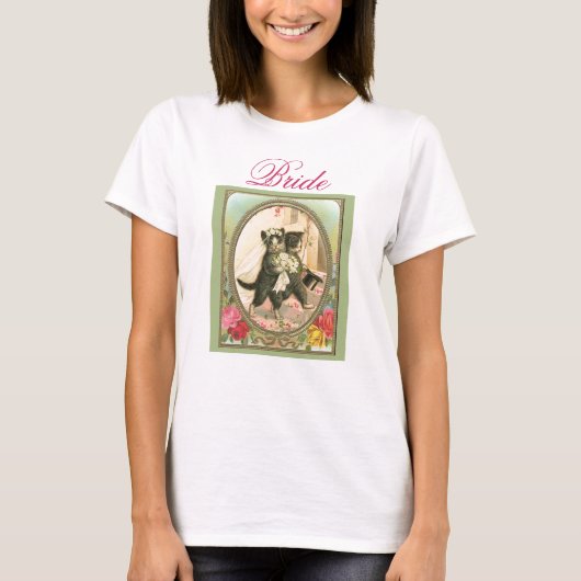 Kat Bruid en Bruidegom Trouwdag T-shirt (Voorkant)